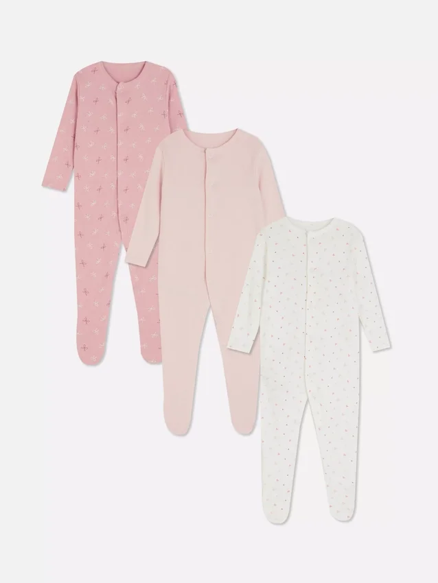 0–24 måneder | 3-pakk med pyjamaser med trykknapper