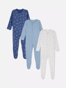 0–24 måneder | 3-pakk med pyjamaser med trykknapper