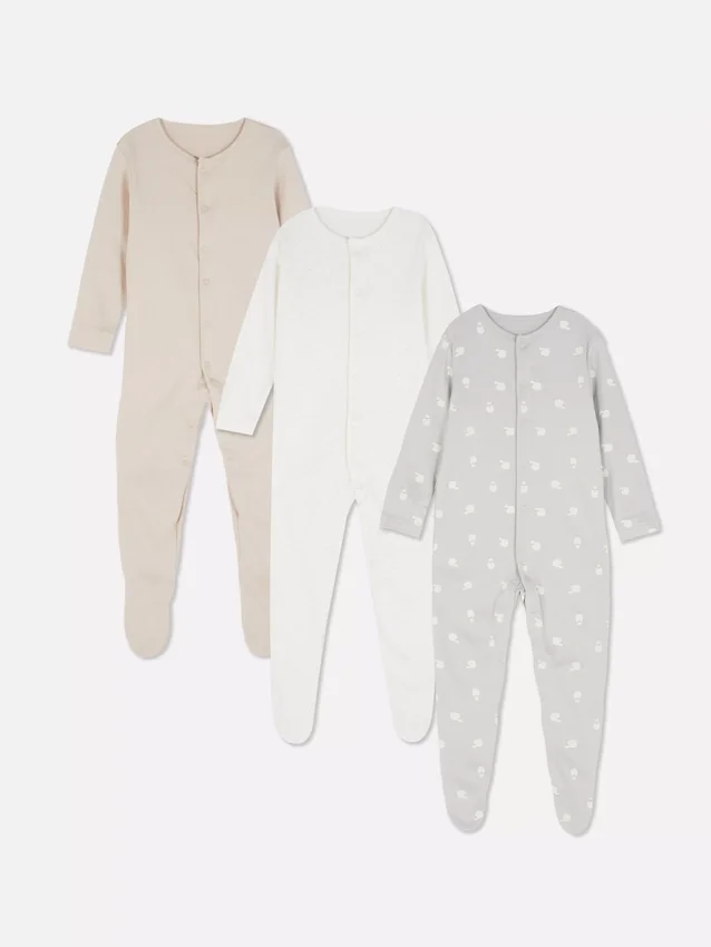 0–24 måneder | 3-pakk med pyjamaser med trykknapper