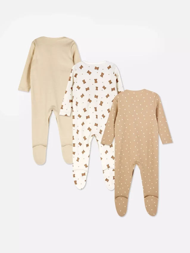 0–24 måneder | 3-pakk med pyjamaser med trykknapper