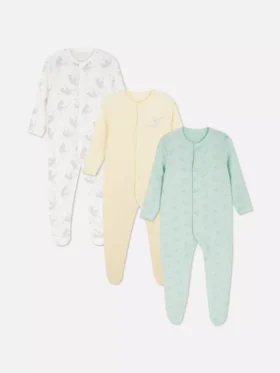 0–24 måneder | 3-pakning med Disneys Dumbo-pyjamaser med trykknapper