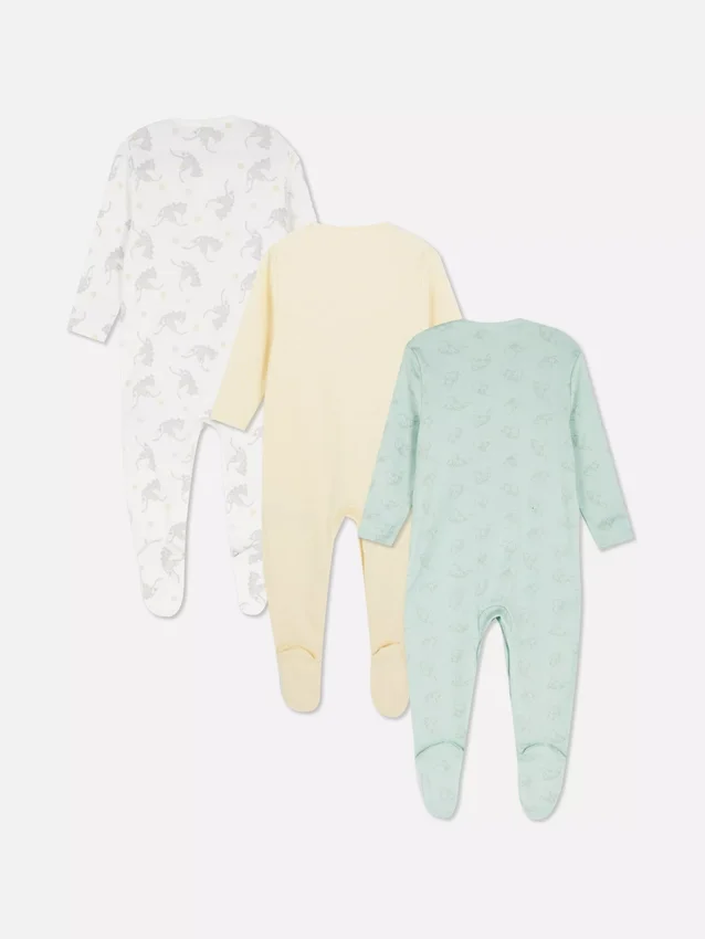 0–24 måneder | 3-pakning med Disneys Dumbo-pyjamaser med trykknapper