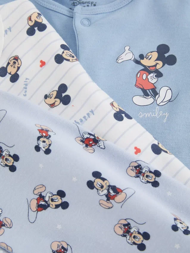 0–24 måneder | 3-pakning med Disneys Mikke Mus-pysjamaser med trykknapper