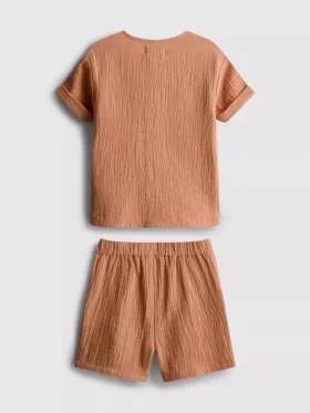 0–24 måneder | Sett med skjorte og shorts i osteklut