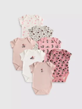 0–36 måneder | 7-pakning med Disneys Minnie Mouse-bodys med korte ermer