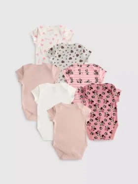 0–36 måneder | 7-pakning med Disneys Minnie Mouse-bodys med korte ermer