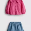 0–36 måneder | sett med bluse med krage og shorts med volanger