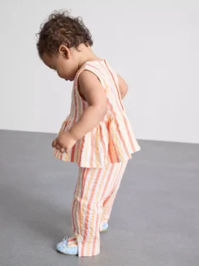 0–36 måneder | Stripet peplum-top og bukser-sett