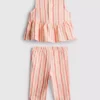 0–36 måneder | Stripet peplum-top og bukser-sett