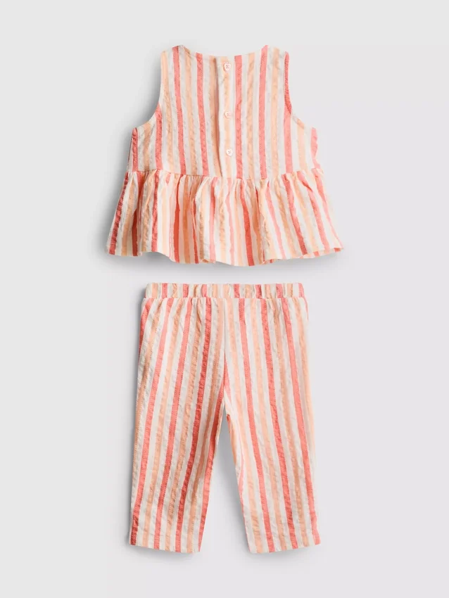 0–36 måneder | Stripet peplum-top og bukser-sett
