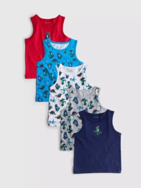 1,5–10 år | 5-pakning med tanktopper med dinosaur-motiv
