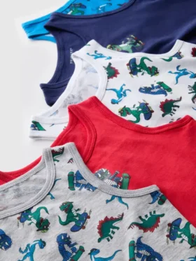 1,5–10 år | 5-pakning med tanktopper med dinosaur-motiv