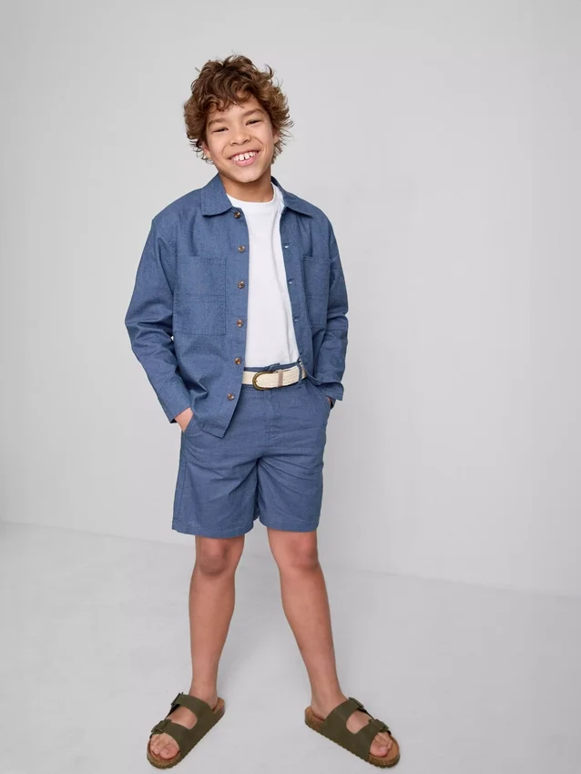 1,5–12 år | The Edit-chino-shorts i linblanding med belte