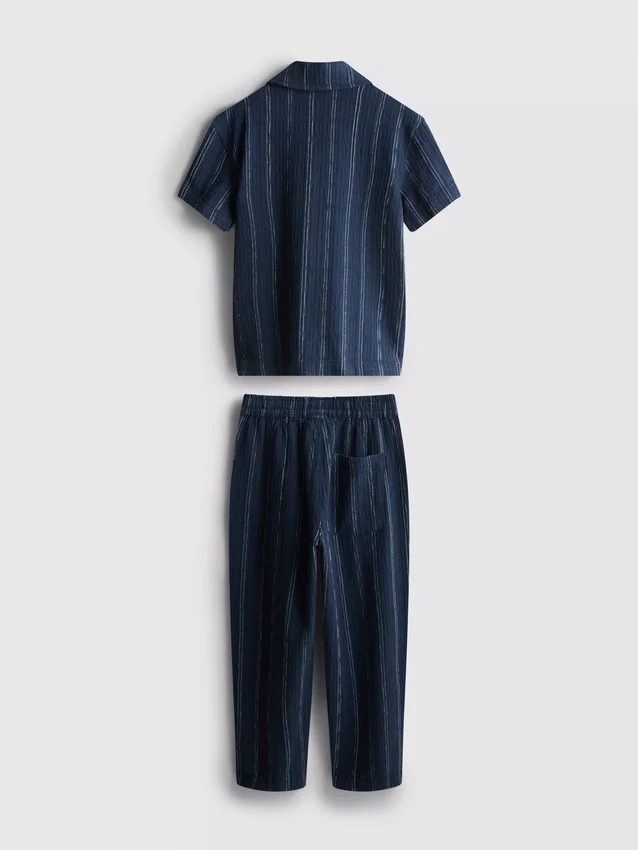 1,5–12 år | The Edit-sett med bomullsskjorte og bukser med strukturert stripe