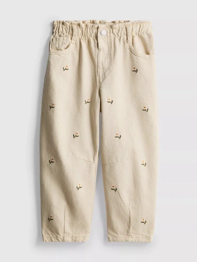 1,5–8 år | blomsterbroderte paperbag-Jeans