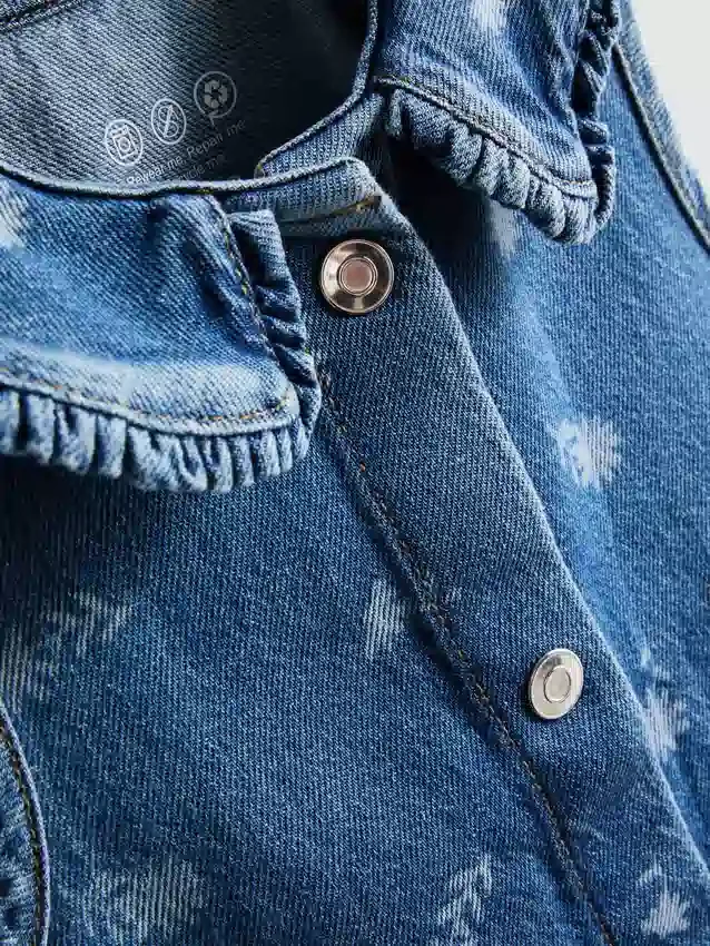 1,5–8 år | blomstret, ermeløs denimkjole med krage