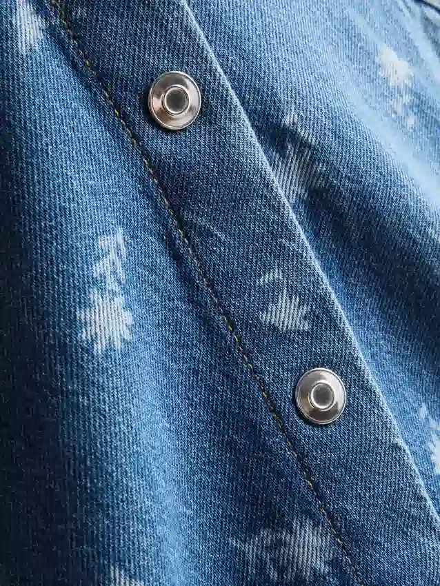 1,5–8 år | blomstret, ermeløs denimkjole med krage