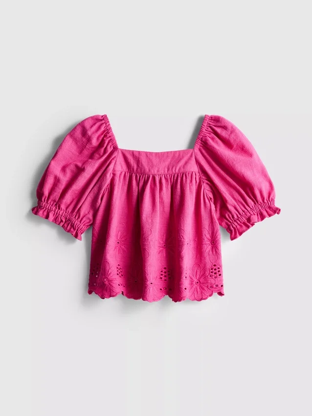 1,5–8 år | bluse med blomsterbroderi