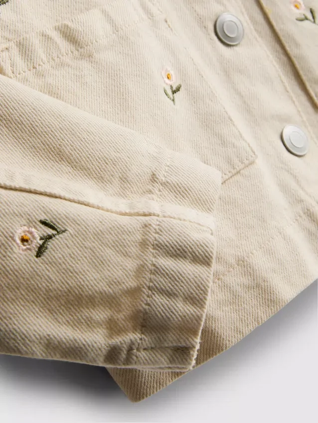 1,5–8 år | denimjakke med blomsterbroderi
