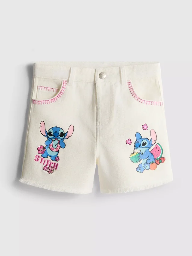 1,5–8 år | Disneys Stitch-denimshorts i kontrastfarger
