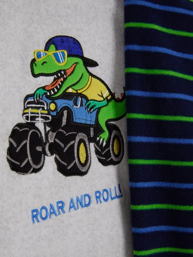 1,5–8 år | pysjamaser i fleece med dinosaurmotiv