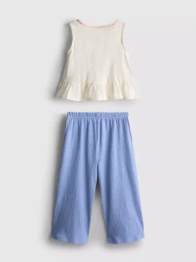 1,5–8 år | Sett med brodert peplum-top og bukser