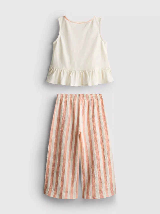 1,5–8 år | Sett med brodert peplum-top og bukser