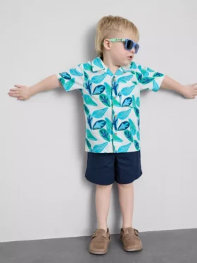 1,5–8 år | Sett med skjorte og shorts i slub-bomull