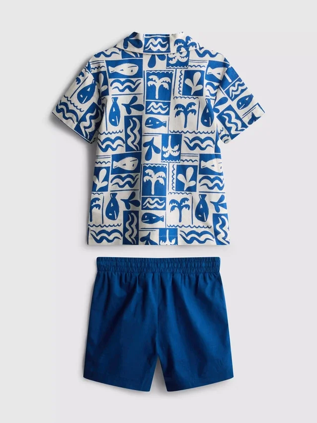 1,5–8 år | Sett med skjorte og shorts i slub-bomull