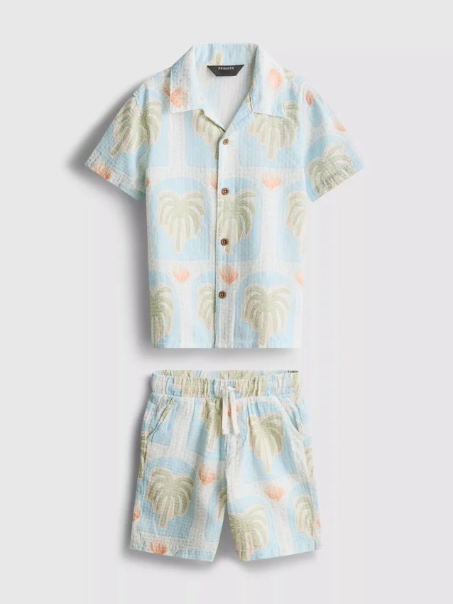 1,5–8 år | sett med skjorte og shorts med teksturert trykk