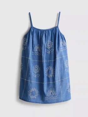 1,5–9 år | brodert cami-kjole i chambray