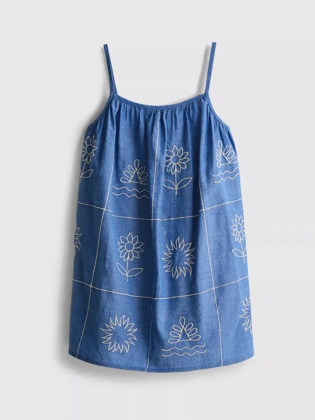 1,5–9 år | brodert cami-kjole i chambray