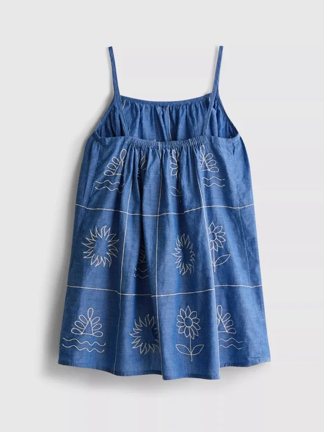 1,5–9 år | brodert cami-kjole i chambray