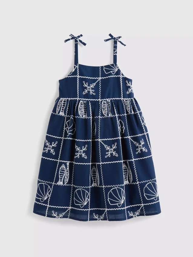 1,5–9 år | Brodert smockkjole med spaghettistropper