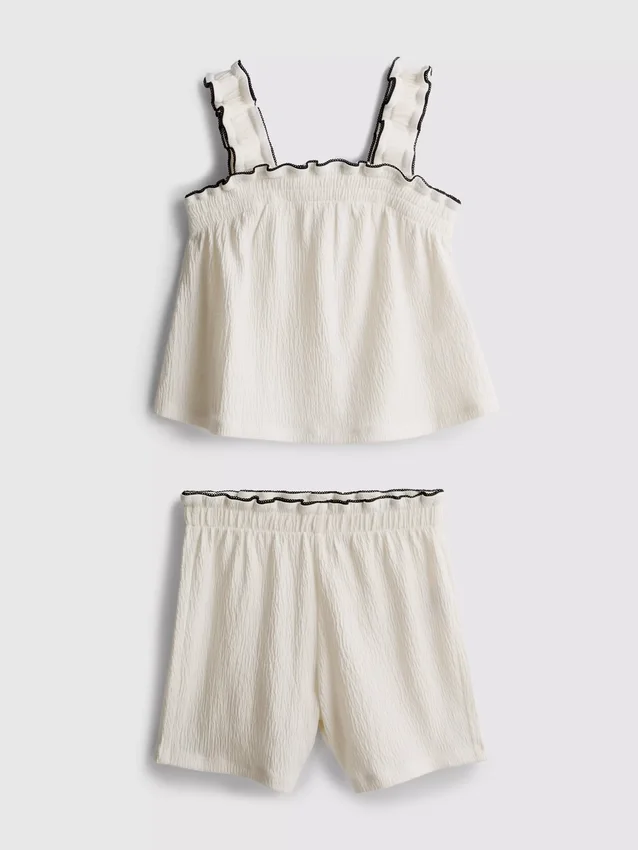 1,5–9 år | Sett med bluse og Shorts i krøllet tekstur