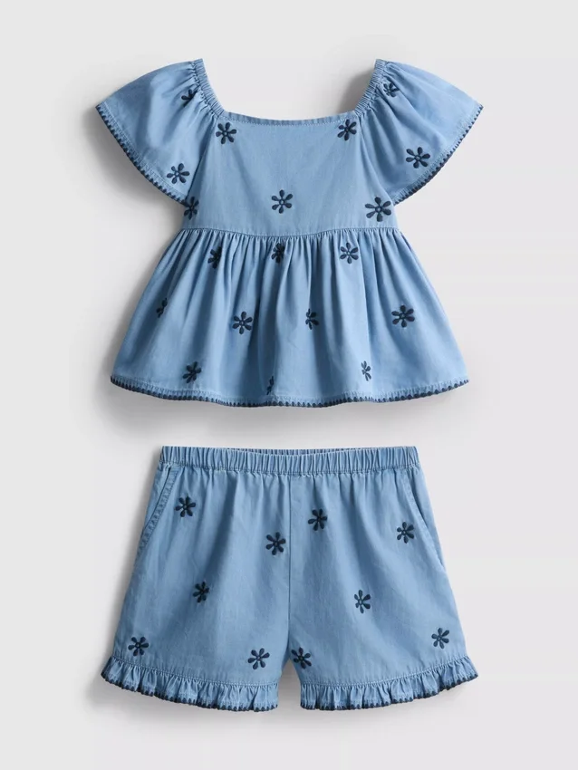 1,5–9 år | Sett med chambray-bluse og Shorts
