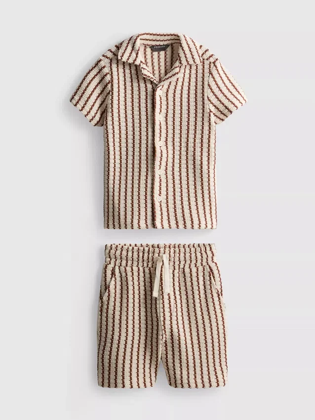 1,5–9 år | sett med stripete strikket skjorte og shorts