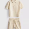 1–9 år | sett med strukturert poloskjorte og shorts