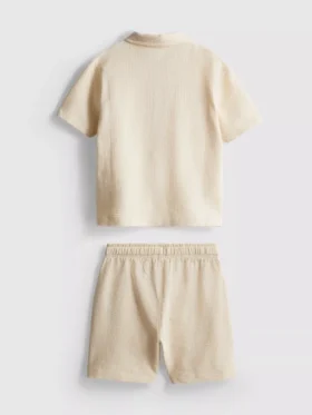 1–9 år | sett med strukturert poloskjorte og shorts