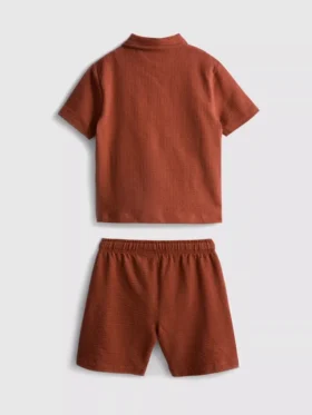 1–9 år | sett med strukturert poloskjorte og shorts