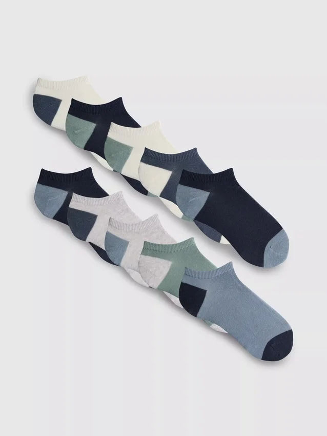 10-pakning med sneakersokker med flate sømmer