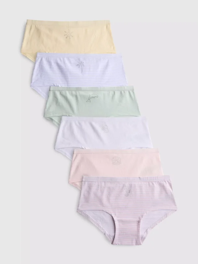 2–15 år | 6-pakk hipster-underbukser med strandmotiv