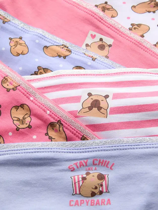 2–15 år | 6-pakning med hipster-truser med capybara-motiv