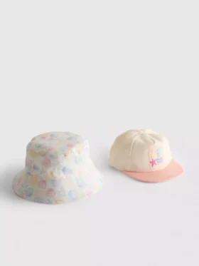 2-pakk med babyhatter med strandmotiv