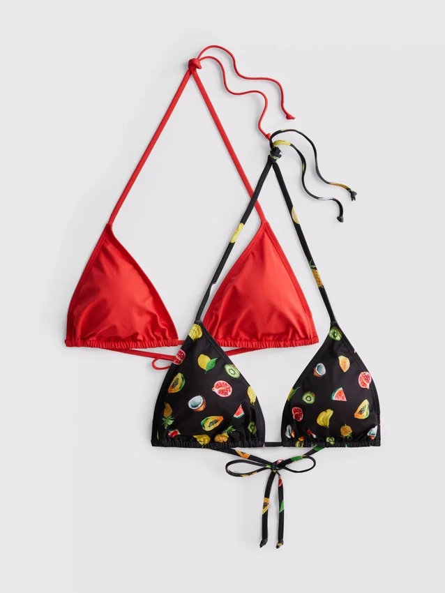 2-pakk med trykt trekantet bikinitopp