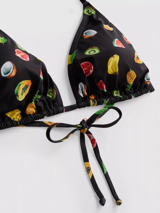 2-pakk med trykt trekantet bikinitopp