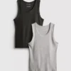 2-pakk ribbestrikkede tank-topper
