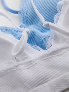 2-pakk sømløs bralette med blonderkant
