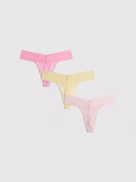 3-pakning med bandeau-stringtruser i blonder