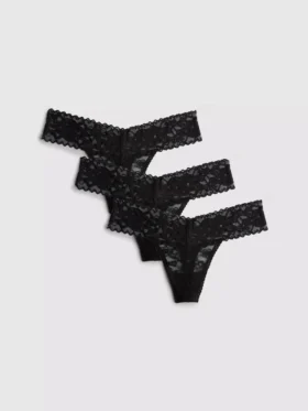 3-pakning med bandeau-stringtruser i blonder